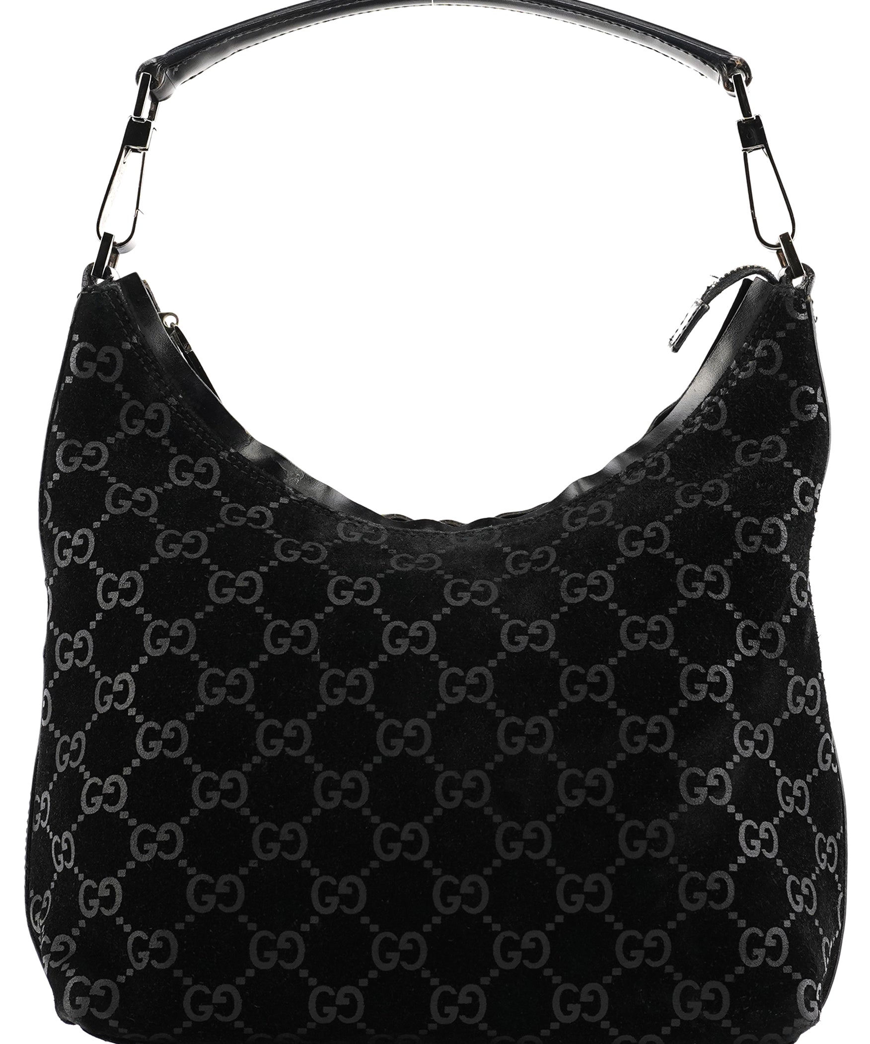 Gucci 000 0602 Schultertasche aus schwarzem GG Veloursleder