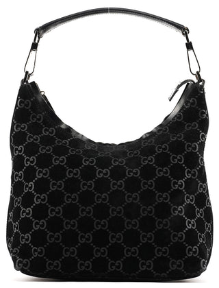 Gucci 000 0602 Black GG Suede Shoulder Bag