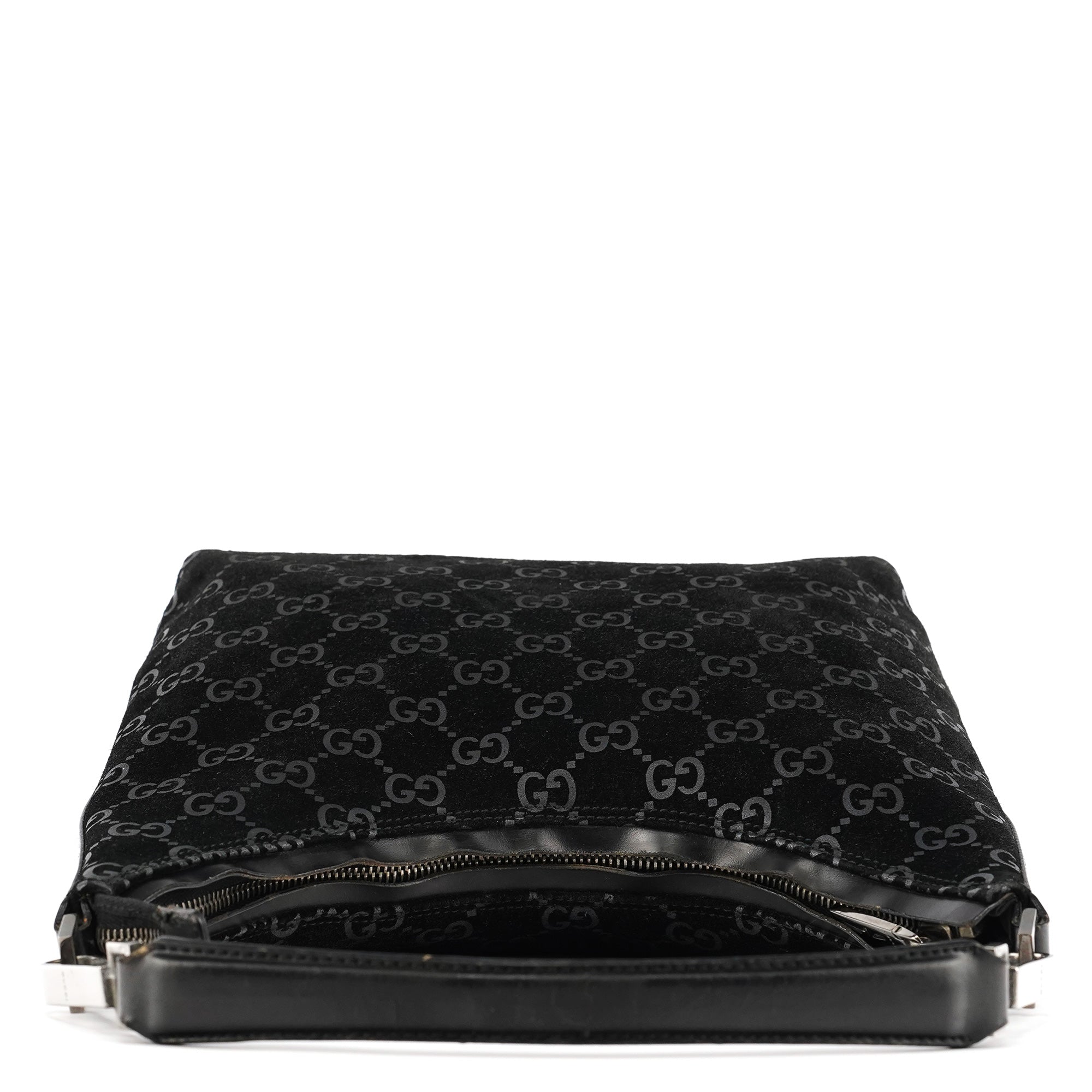 Gucci 000 0602 Black GG Suede Shoulder Bag