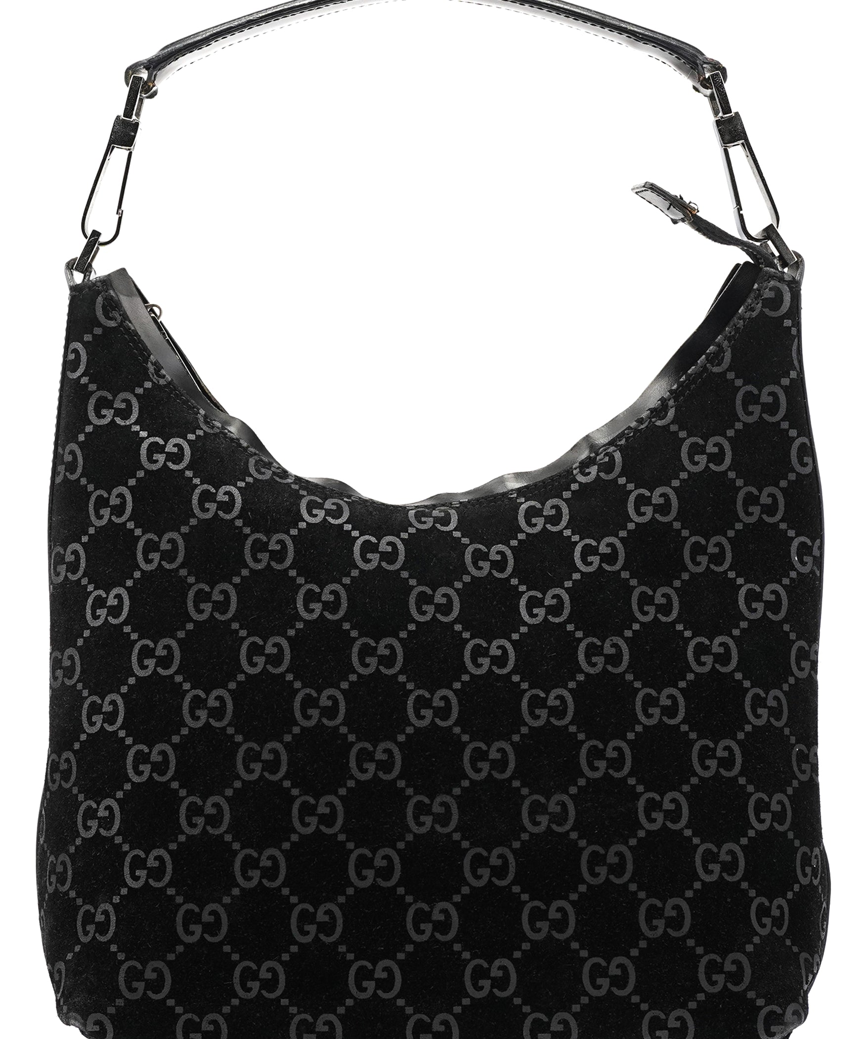 Gucci 000 0602 Borsa a spalla in camoscio GG nero