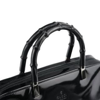 Gucci 000 0828 Black Leather Bamboo 2-Way Tote Bag