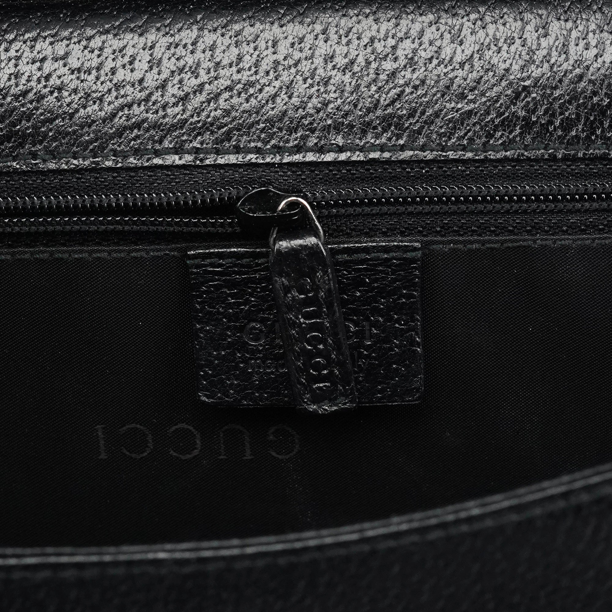 Gucci 000 0832 Black Leather Top Handle Bag