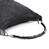 Gucci 000 0833 Black GG Nylon Bamboo Shoulder Bag