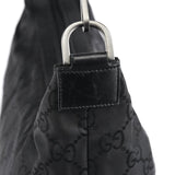 Gucci 000 0833 Black GG Nylon Bamboo Shoulder Bag