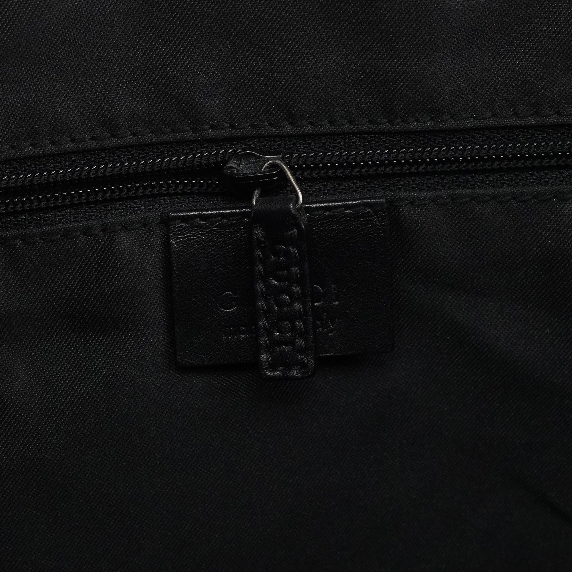 Gucci 000 0833 Black GG Nylon Bamboo Shoulder Bag