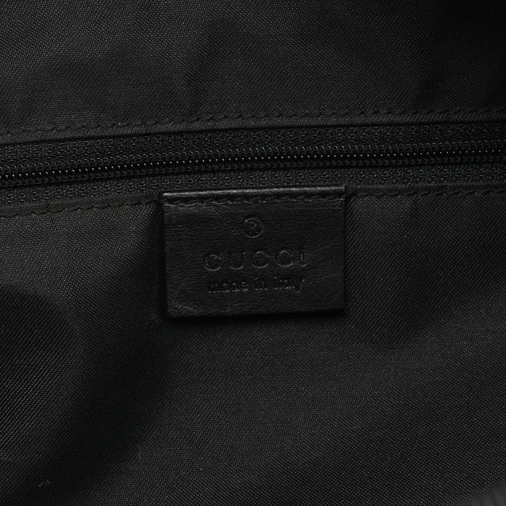 Gucci 000 0833 Black GG Nylon Bamboo Shoulder Bag