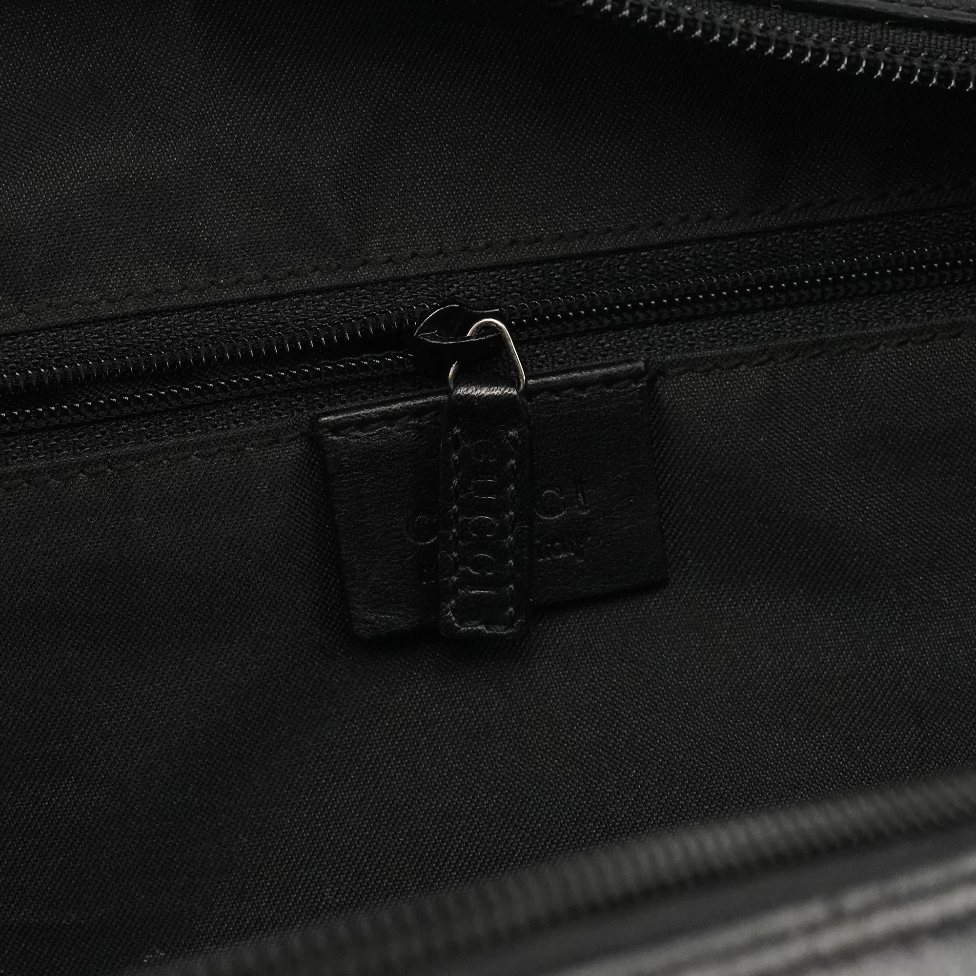 Gucci 000 0833 Black GG Nylon Bamboo Shoulder Bag