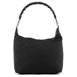 Gucci 000 0833 Black GG Nylon Bamboo Shoulder Bag