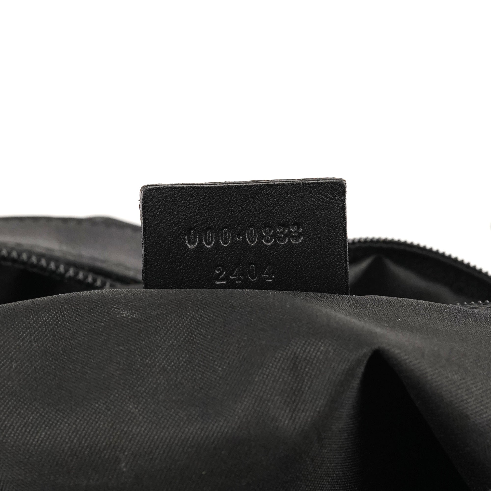 Gucci 000 0833 Black GG Nylon Bamboo Shoulder Bag