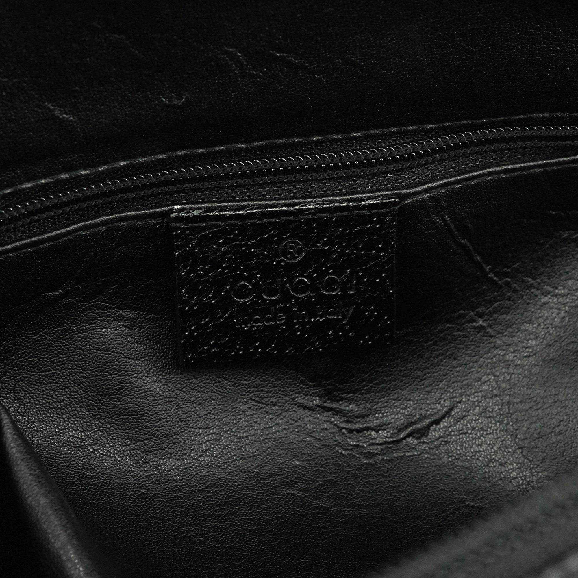 Gucci 000 0837 Sac deux portés Bamboo en cuir noir