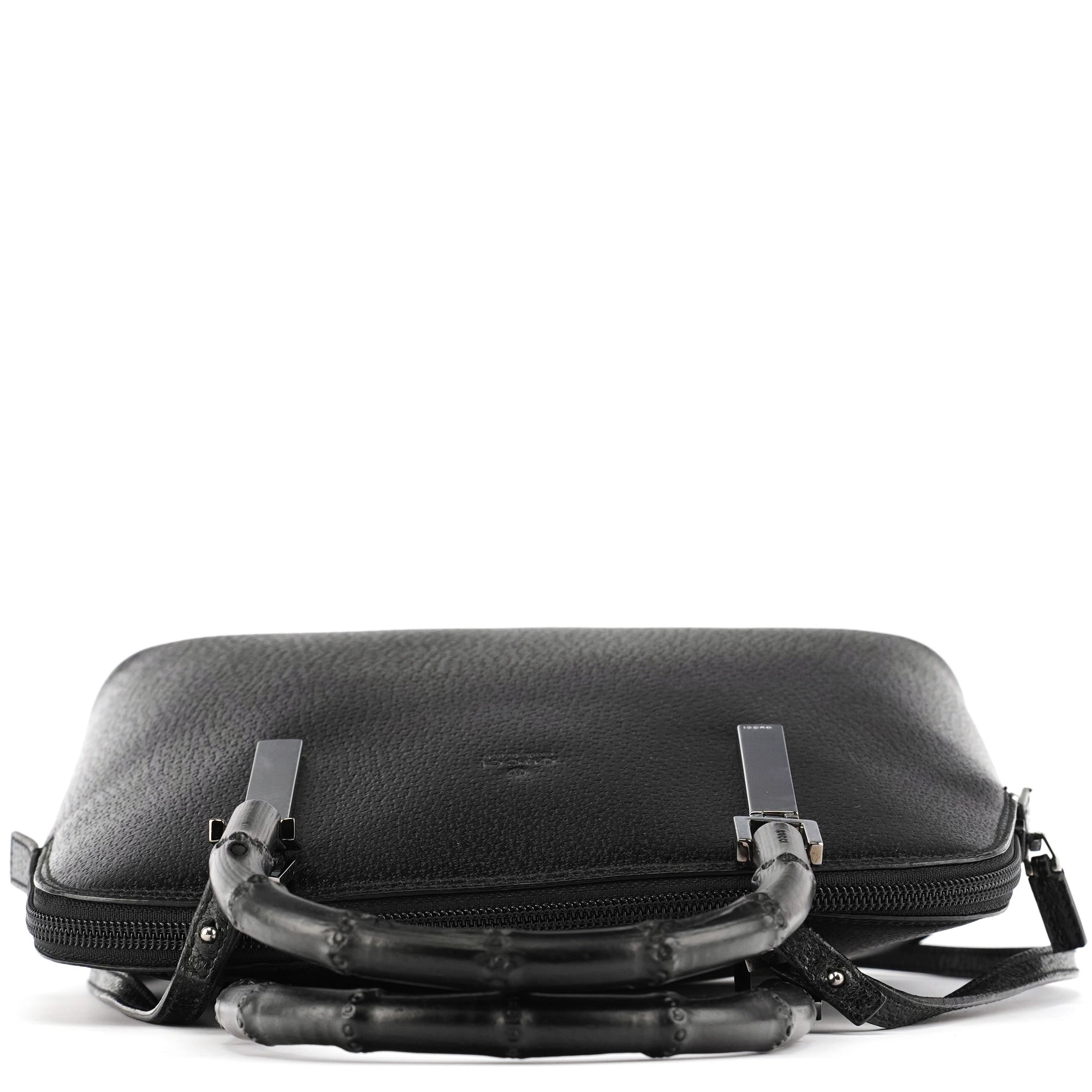 Gucci 000 0837 Sac deux portés Bamboo en cuir noir