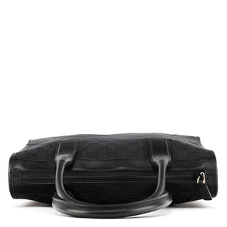 Gucci 000 0855 Black GG Canvas Leather Tote Bag