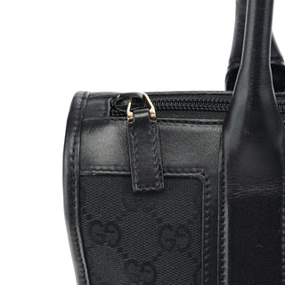 Gucci 000 0855 Black GG Canvas Leather Tote Bag