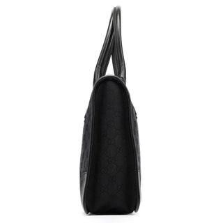 Gucci 000 0855 Black GG Canvas Leather Tote Bag