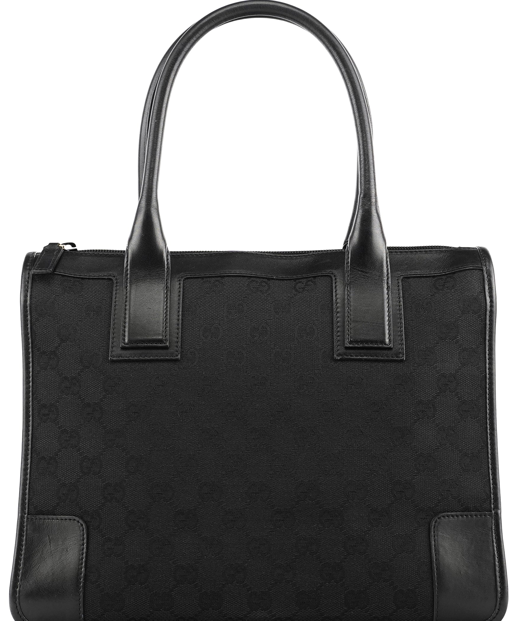 Gucci 000 0855 Black GG Canvas Leather Tote Bag