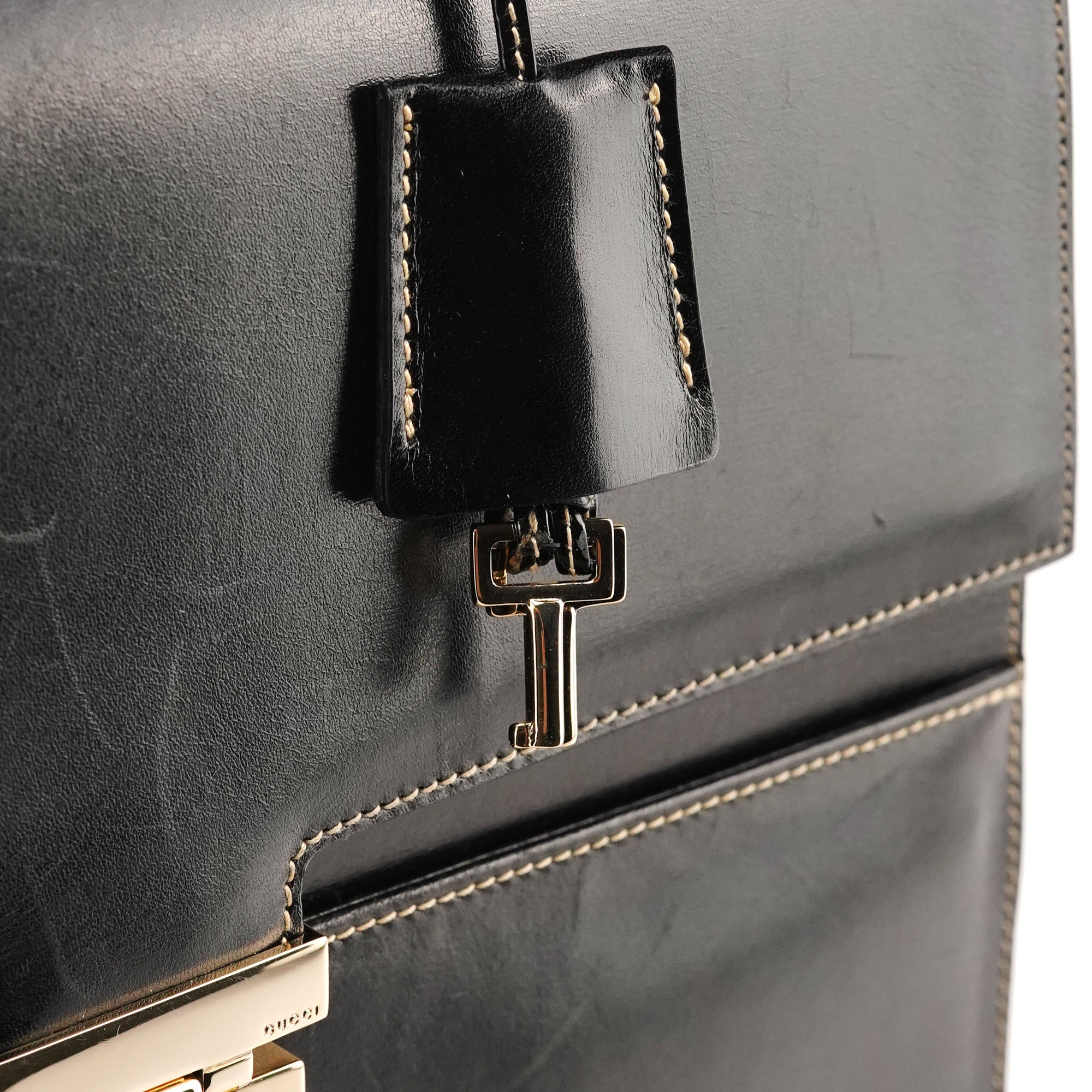 Gucci 000 0857 Borsa a mano Lady Lock in pelle nera