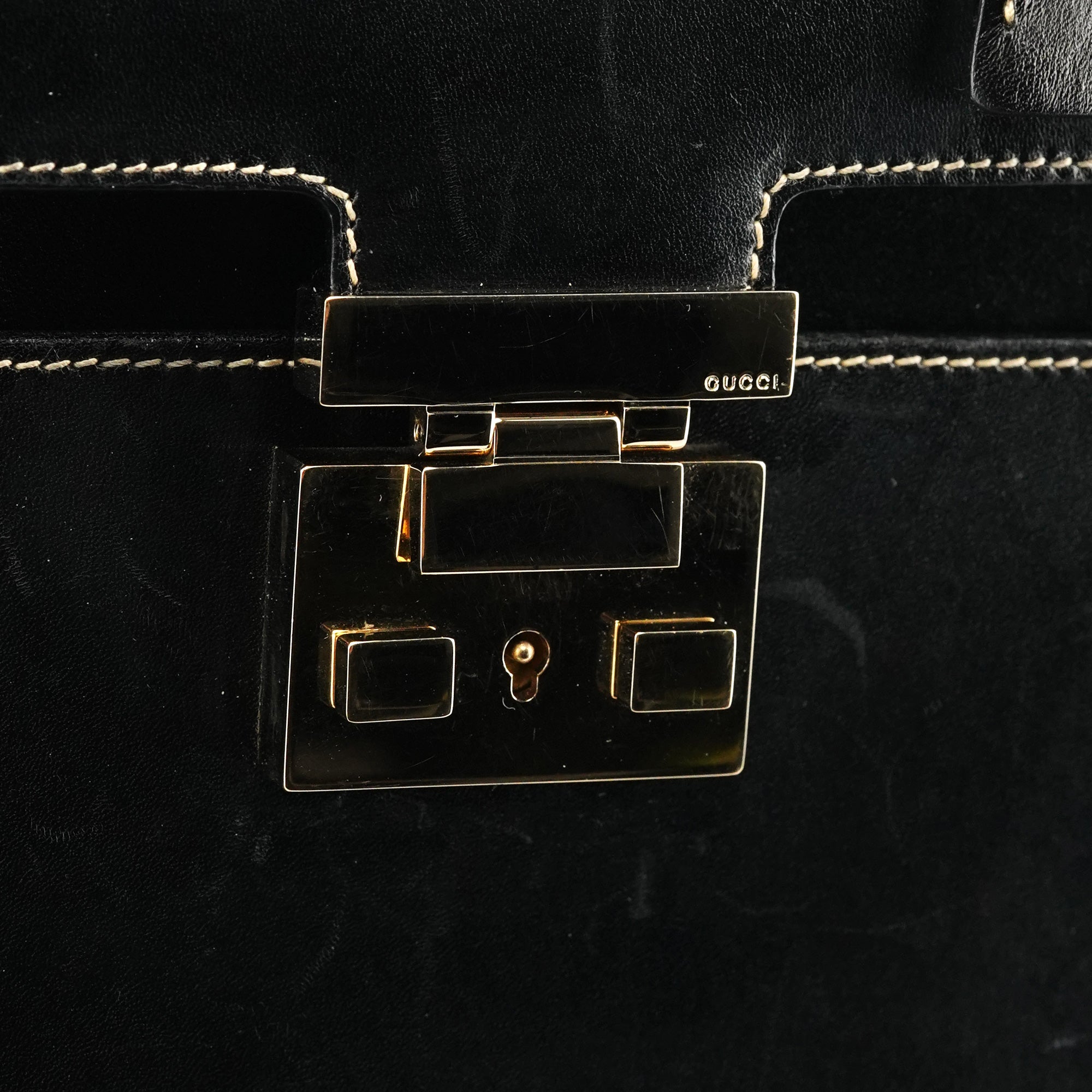 Gucci 000 0857 Borsa a mano Lady Lock in pelle nera