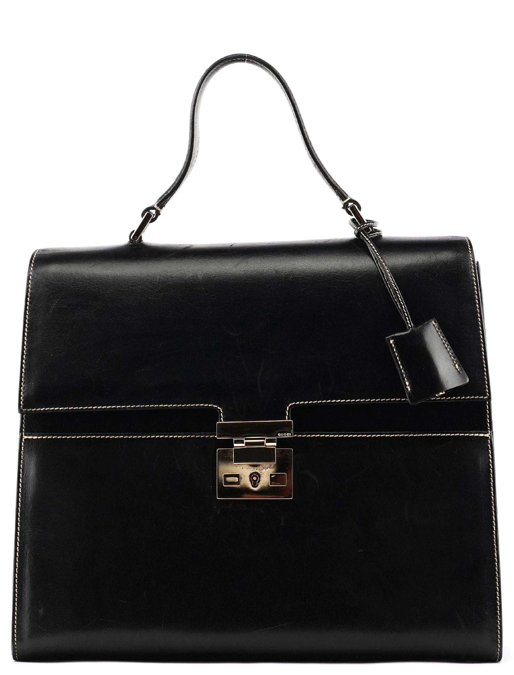 Gucci 000 0857 Borsa a mano Lady Lock in pelle nera