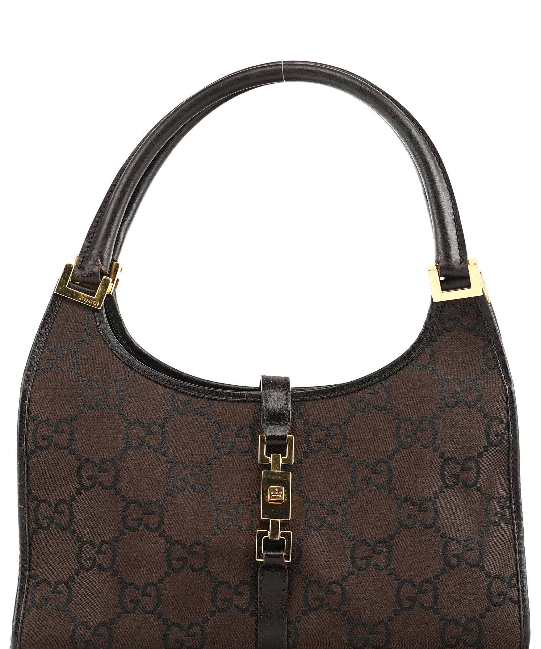 Gucci 001 1068 Dark Brown GG Jackie Shoulder Bag