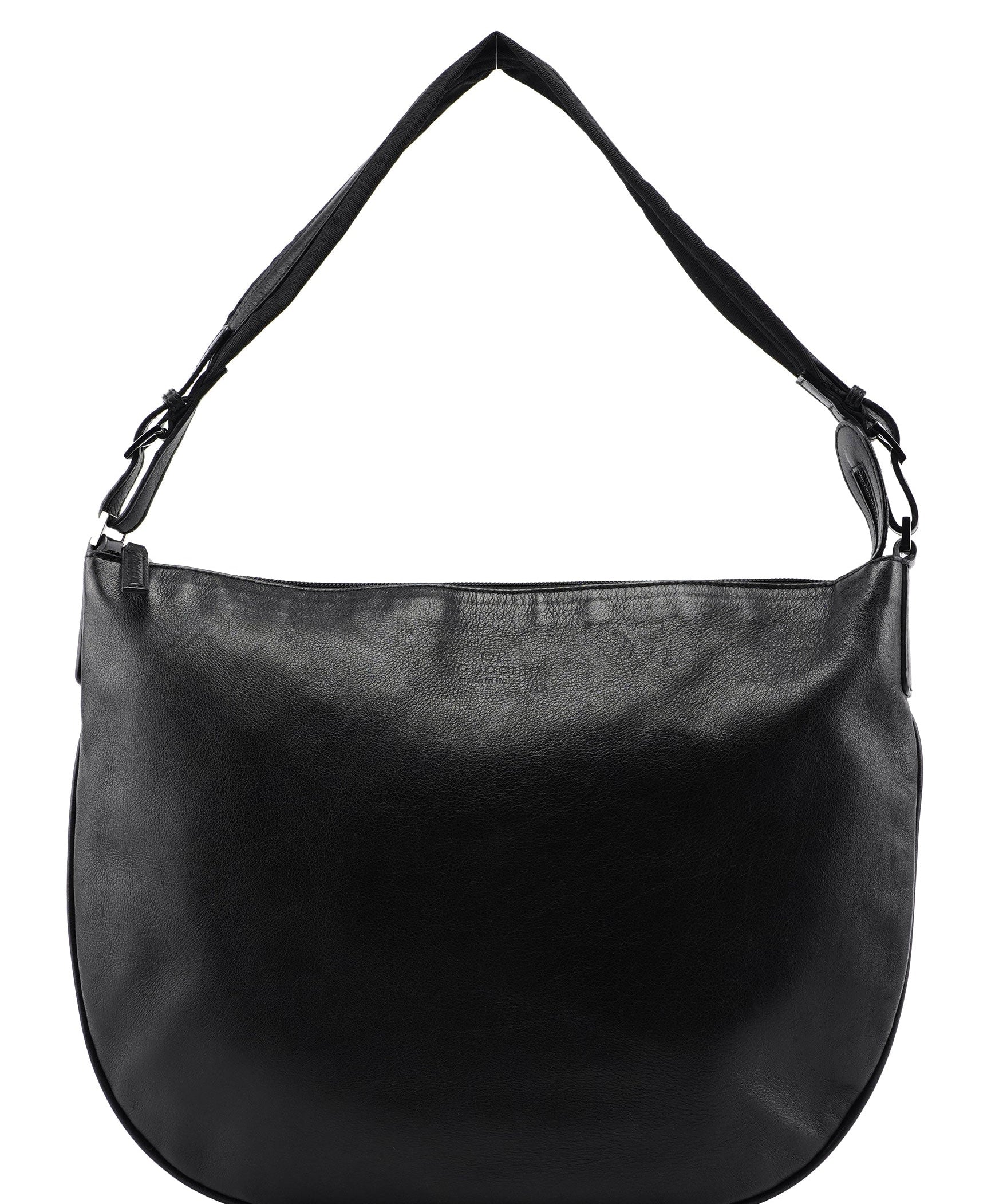 Gucci 001 1206 Black Calfskin Hobo Shoulder Bag
