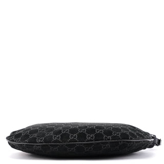 Gucci 001 1206 Black Suede GG Shoulder Bag