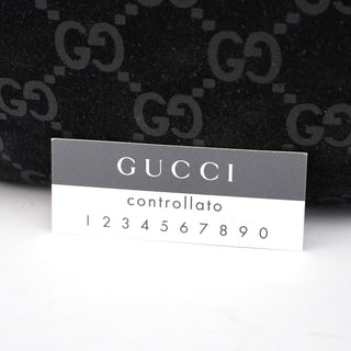 Gucci 001 1206 Black Suede GG Shoulder Bag