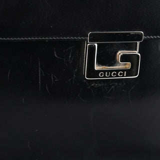 Gucci 001 1364 1732 Black Calfskin Square G Shoulder Bag