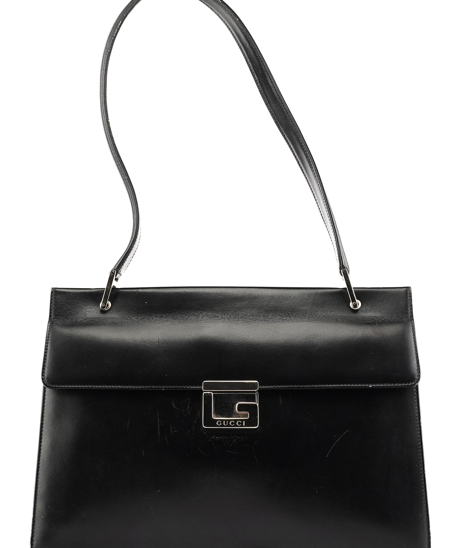 Gucci 001 1364 1732 Square G axelväska i svart kalvskinn