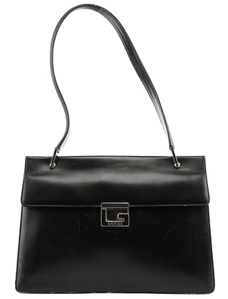 Gucci 001 1364 1732 Black Calfskin Square G Shoulder Bag