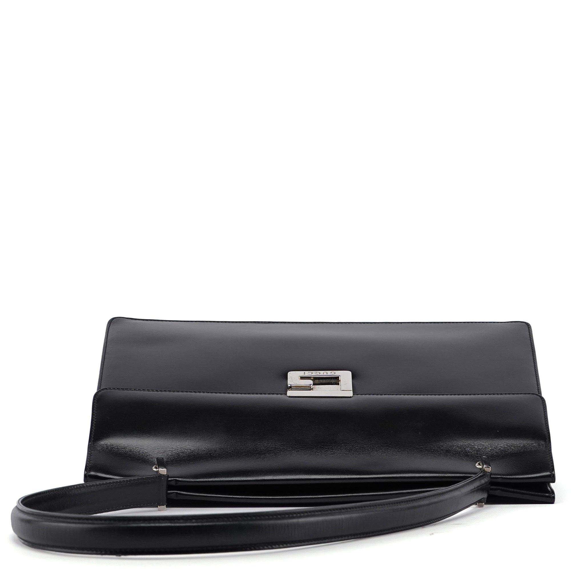 Gucci 001 1364 Black Calfskin Square G Shoulder Bag