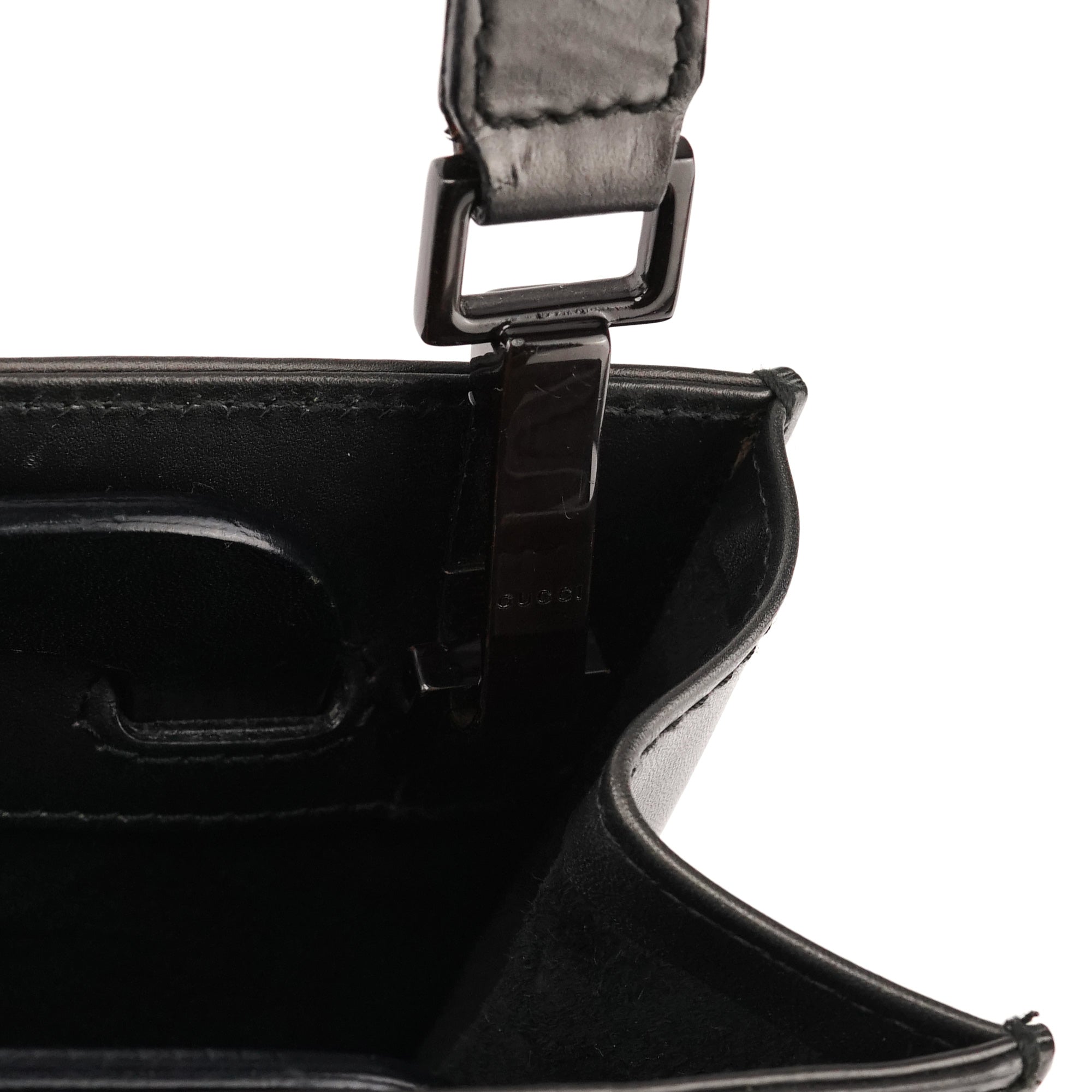 Gucci 001 1434 Anthracite Leather Square 2-Way Tote Bag