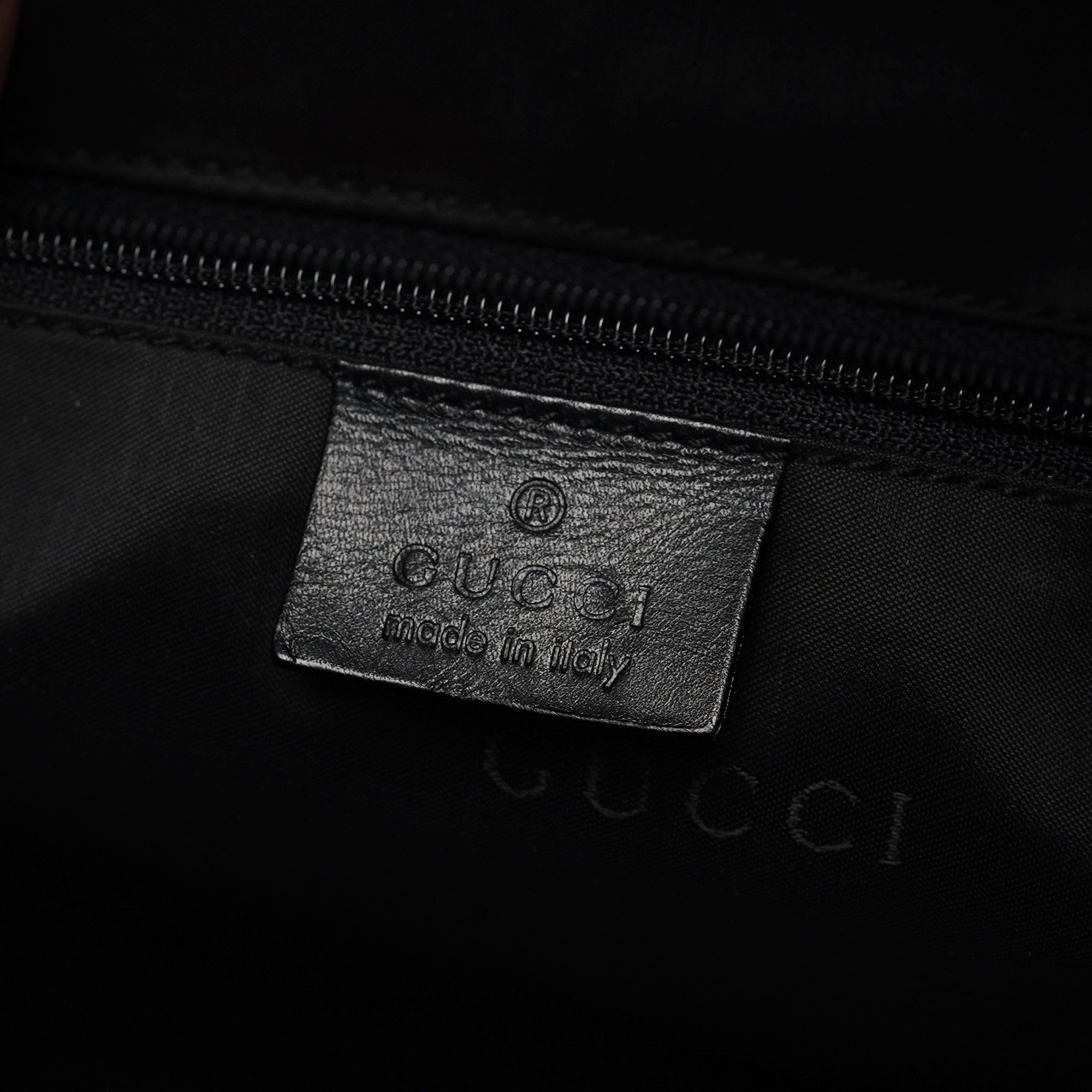 Gucci 001 1577 Black Calfskin Bamboo 2-Way Bag