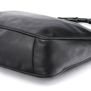 Gucci 001 1638 Black Leather Bamboo 2-Way Bag