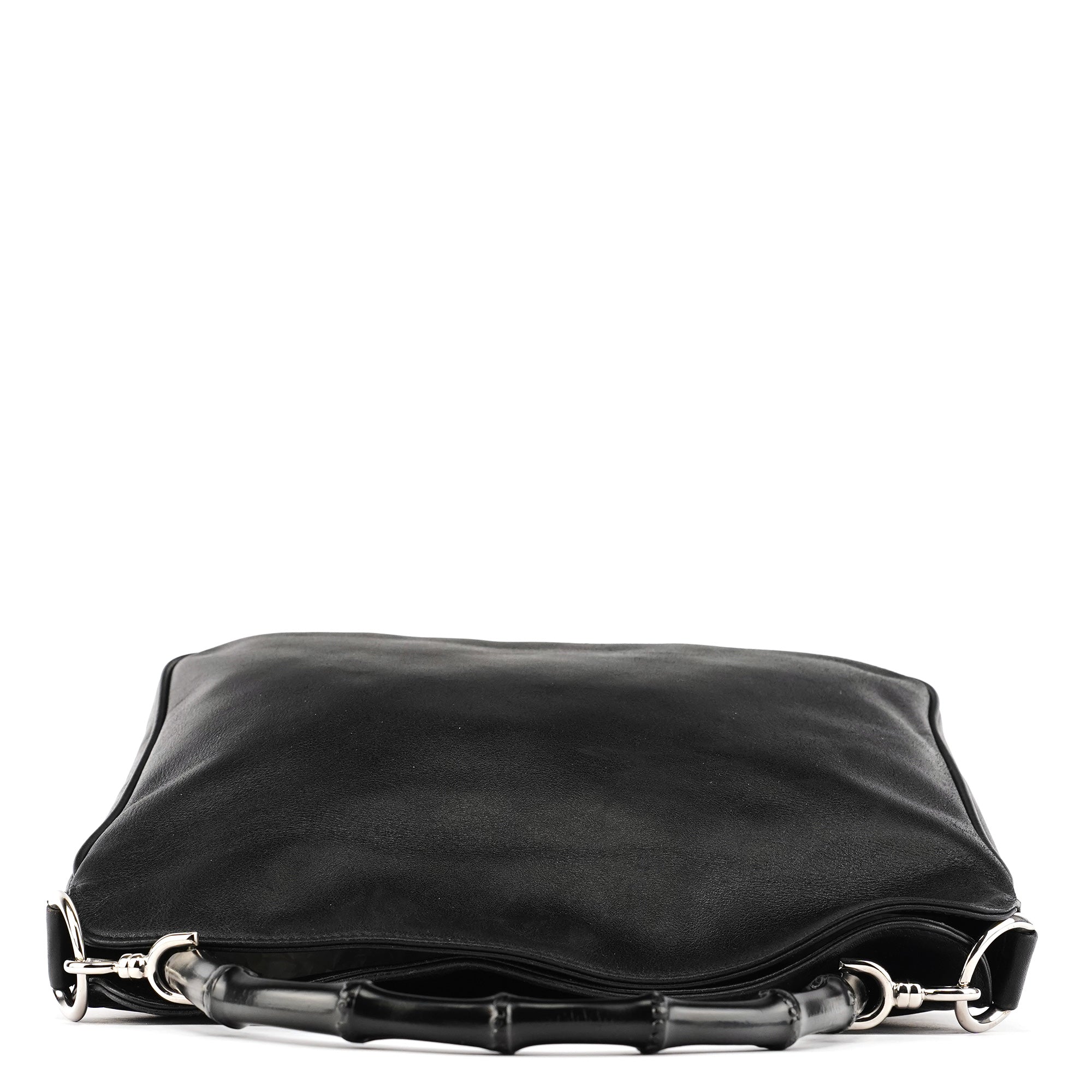 Gucci 001 1638 Sac deux portés Bamboo en cuir noir