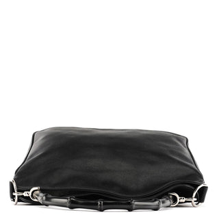 Gucci 001 1638 Black Leather Bamboo 2-Way Bag
