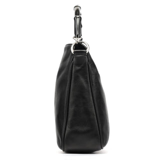 Gucci 001 1638 Black Leather Bamboo 2-Way Bag