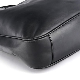 Gucci 001 1638 Black Leather Bamboo 2-Way Bag