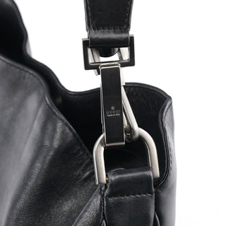 Gucci 001 1638 Black Leather Bamboo 2-Way Bag