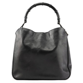 Gucci 001 1638 Black Leather Bamboo 2-Way Bag