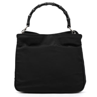 Gucci 001 1638 Black Nylon Bamboo 2-Way Bag