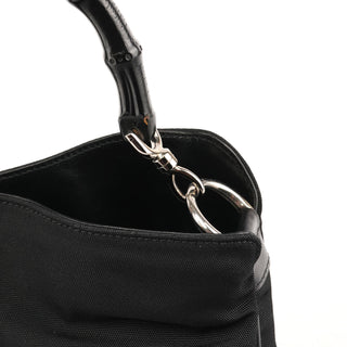 Gucci 001 1638 Black Nylon Bamboo 2-Way Bag