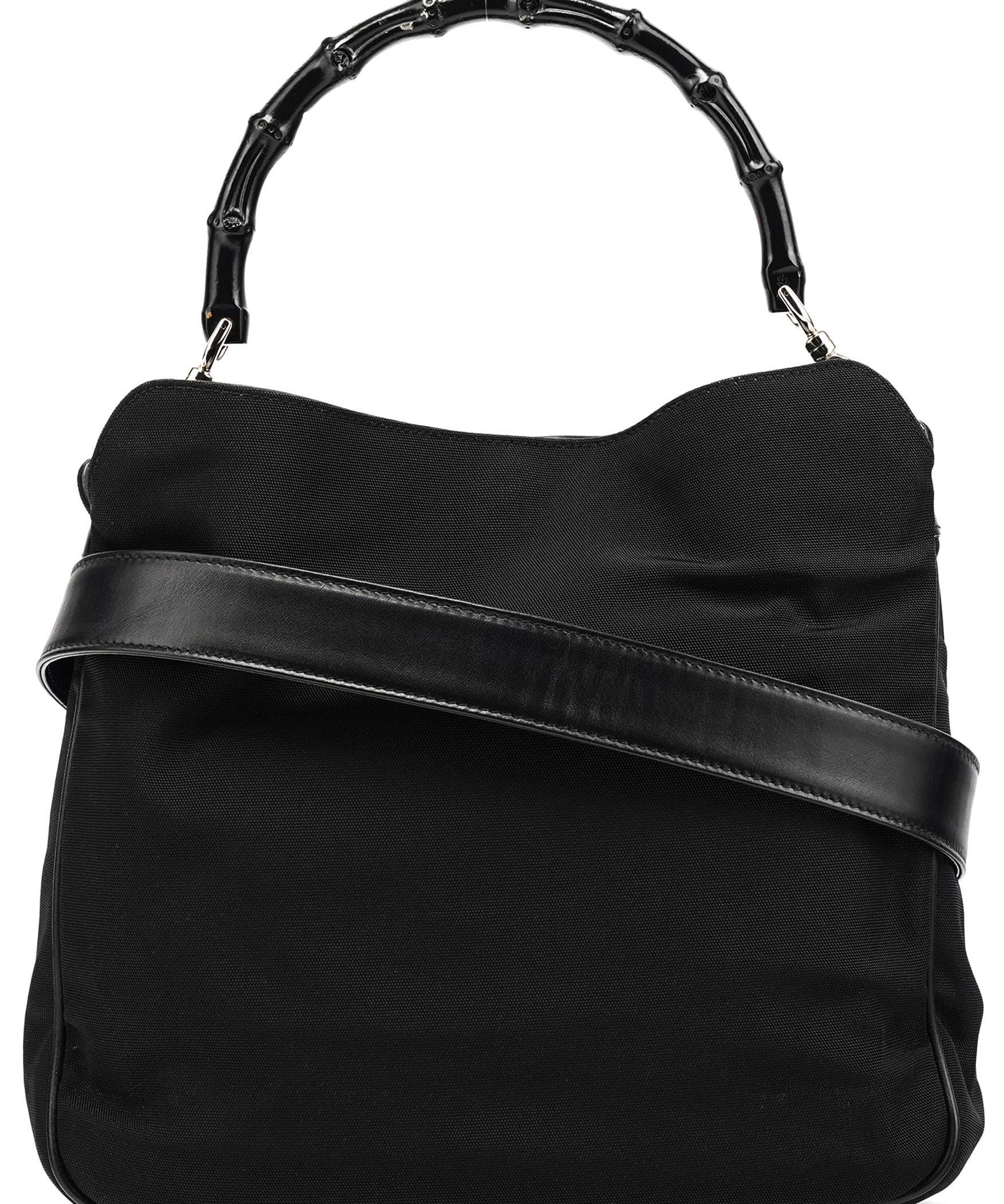 Gucci 001 1638 Black Nylon Bamboo 2-Way Bag