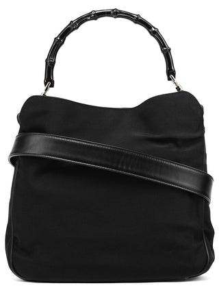 Gucci 001 1638 Black Nylon Bamboo 2-Way Bag