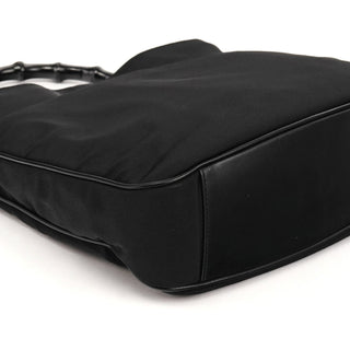Gucci 001 1638 Black Nylon Bamboo 2-Way Bag