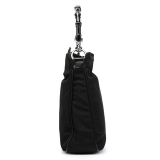 Gucci 001 1638 Black Nylon Bamboo 2-Way Bag