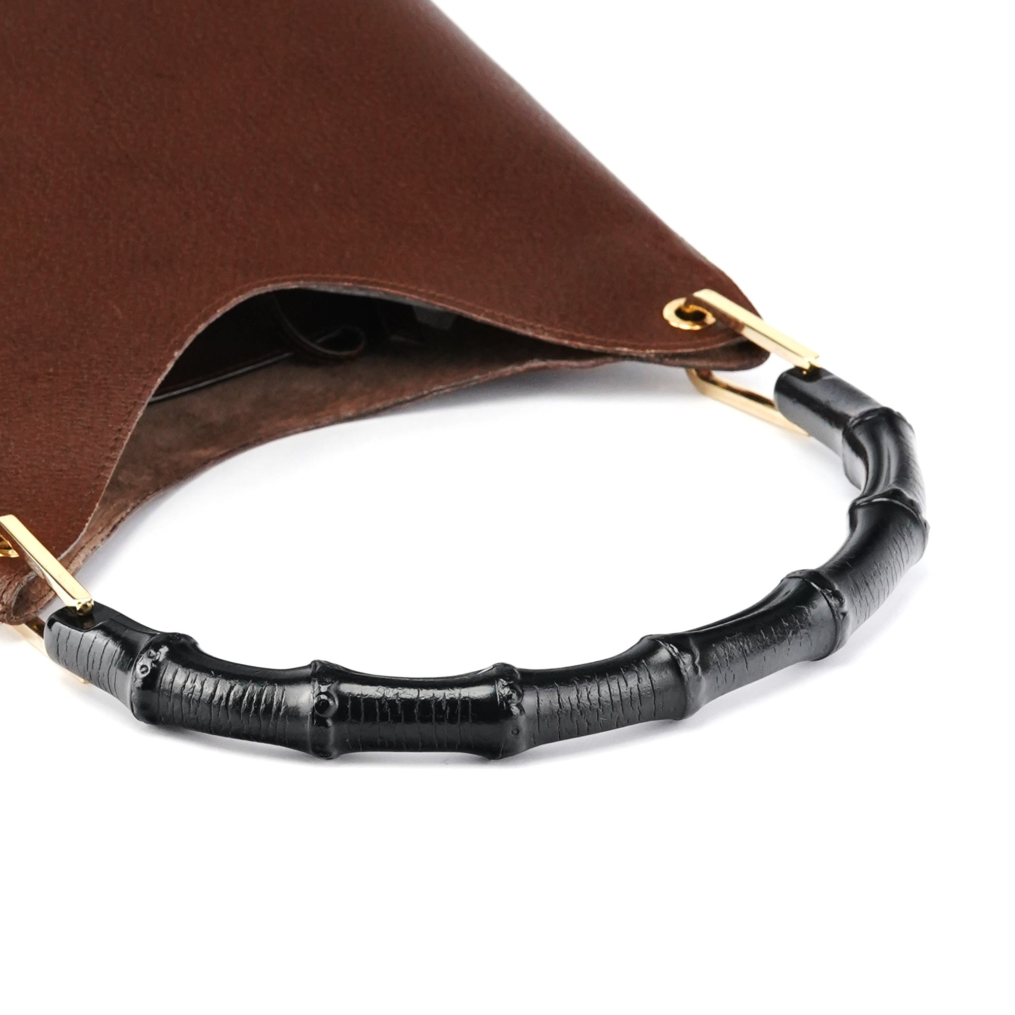 Gucci 001 1880 Sac hobo Bamboo en cuir marron