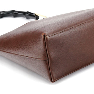 Gucci 001 1880 Brown Leather Bamboo Hobo Shoulder Bag