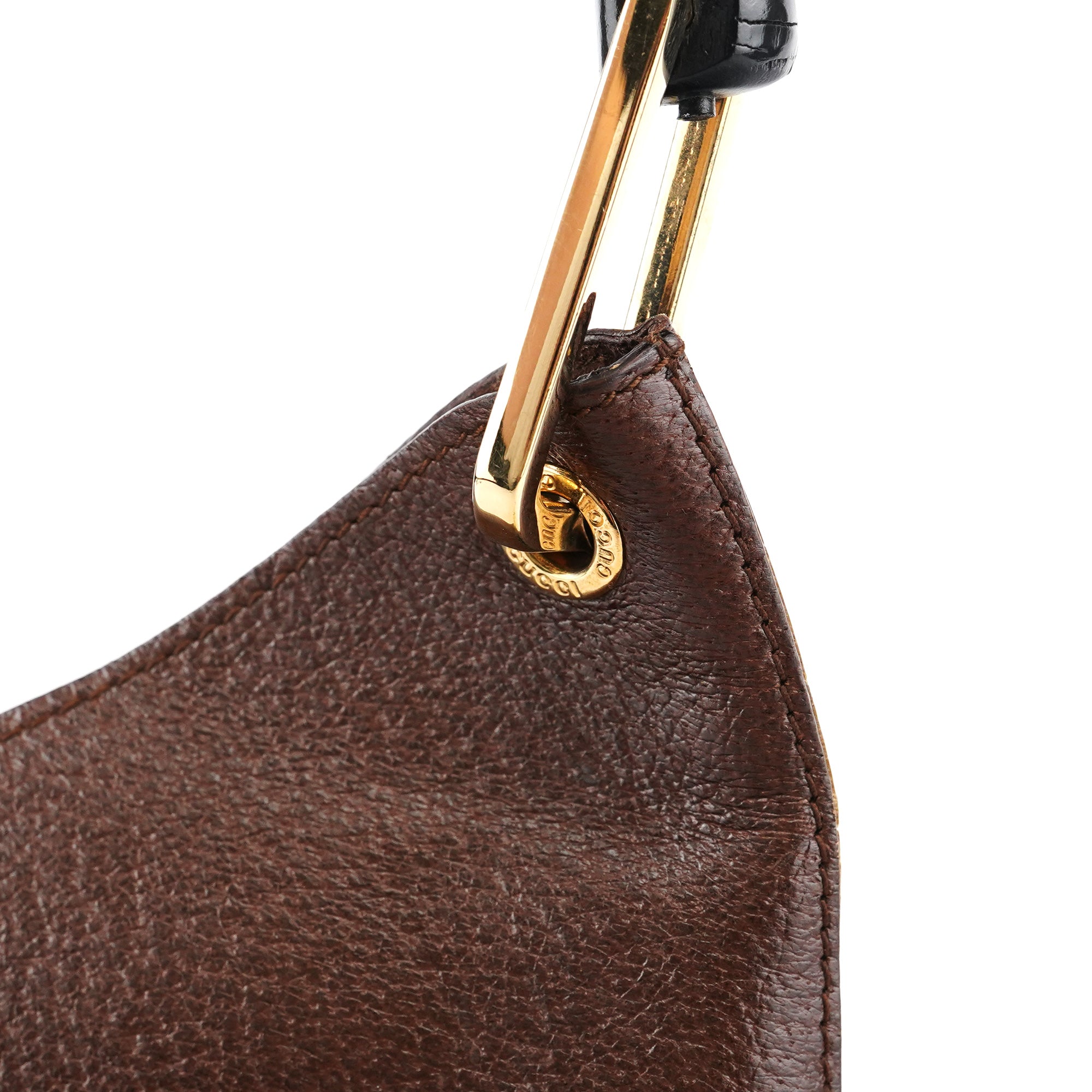 Gucci 001 1880 Brown Leather Bamboo Shoulder Bag