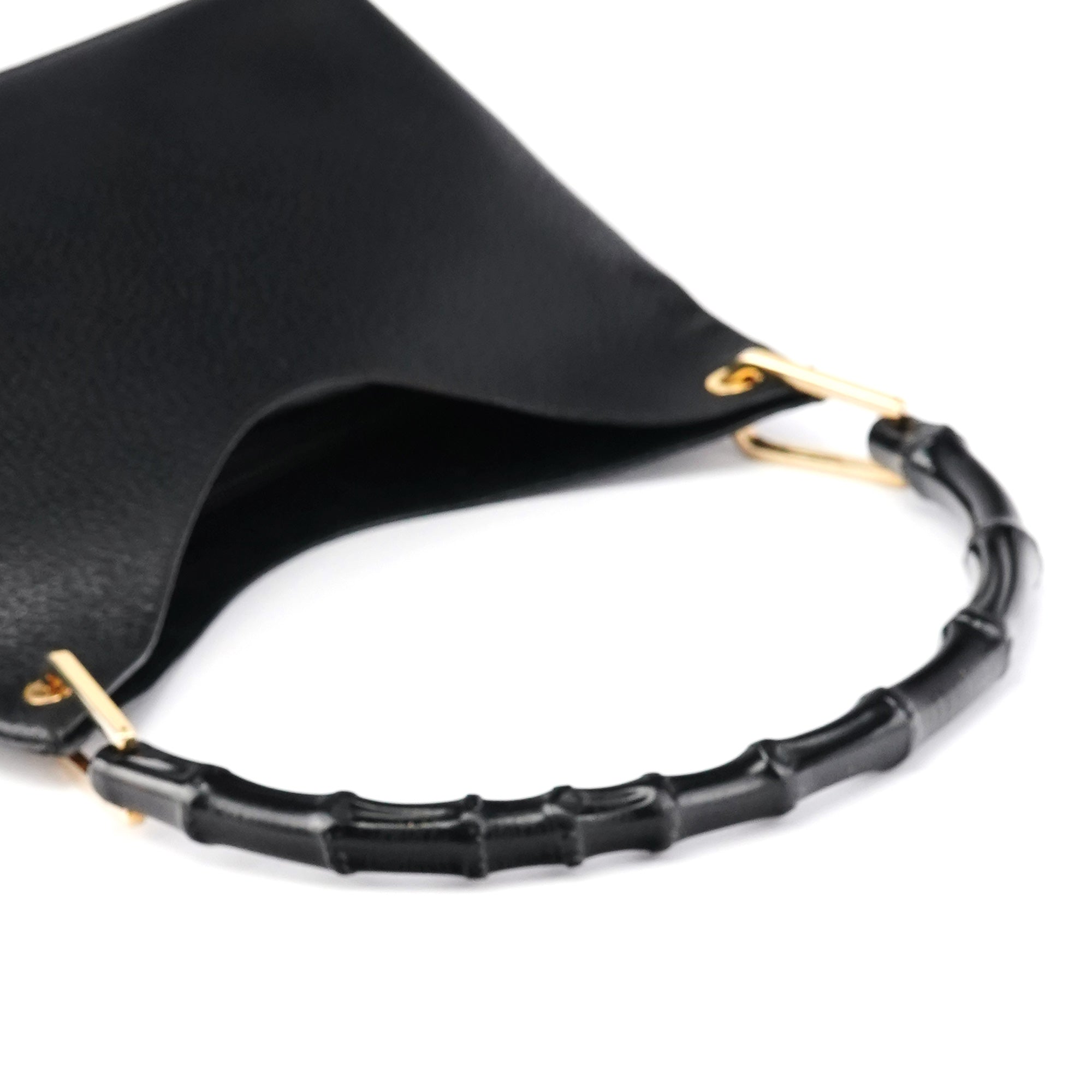 Gucci 001 1883 Bamboo Hobo Bag aus schwarzem Leder