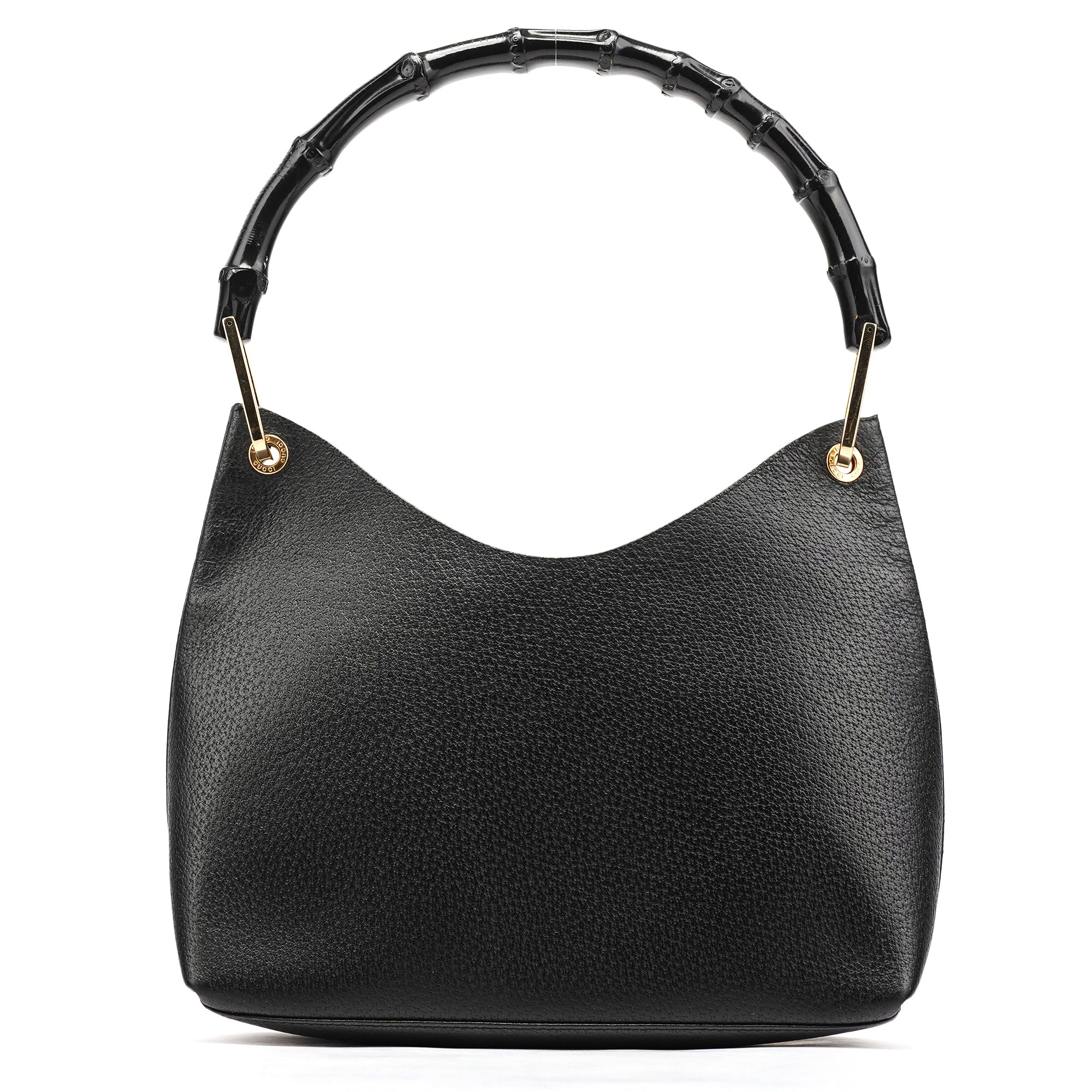 Gucci 001 1883 Bamboo Hobo Bag aus schwarzem Leder